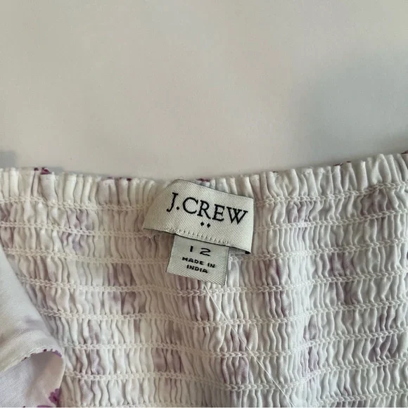 J. Crew Lavender Cotton Sz12 Asymmetrical Floral Ruffles Tiered Dress Cotton NWT - Picture 3 of 17